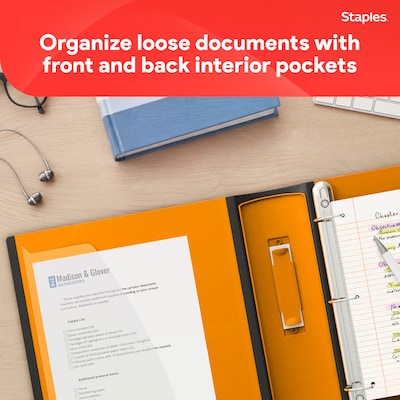 Staples 3" 3-Ring Better Binder, D-Ring, Orange (ST55892-CC)