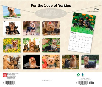 2026 BrownTrout For the Love of Yorkshire Terriers 14 x 12 Monthly Wall Calendar (9798330707188)