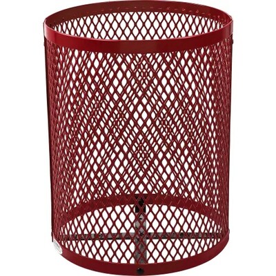 Global Industrial Outdoor Diamond Steel Trash Can w/ Flat Lid, 36 Gallon, Red (261924RD)
