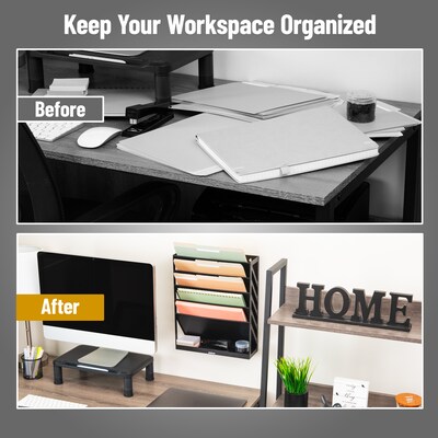 Mind Reader 5-Compartment Plastic Mountable Wall File, Black (WALLANCH-BLK)