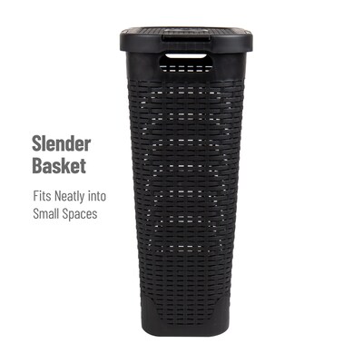 Mind Reader 10.57-Gallon Laundry Hamper with Lid, Plastic, Black (40HAMP-BLK)