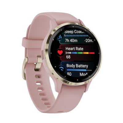Garmin Venu 3S Smartwatch, GPS, 41mm, Dust Rose Silicone Band (010-02785-03)