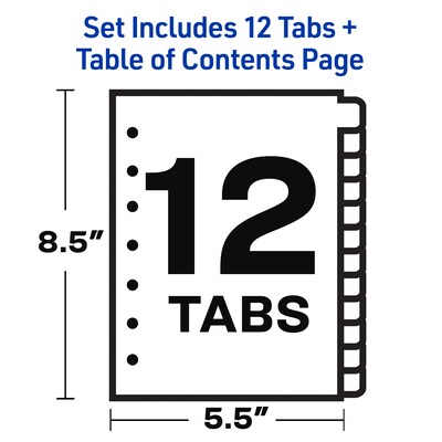 Avery Pre-Printed Mini Paper Dividers, Jan-Dec Tabs, White (11315)