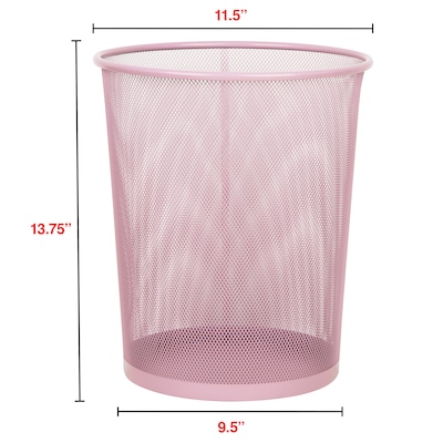 Staples Metal Mesh Trash Can, 4.4 Gallon, Dusty Pink (ST63854)