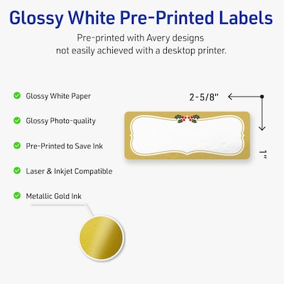 Avery Rectangle Multipurpose Labels, 1 x 2-5/8, White, 160/Pack (19479370468)