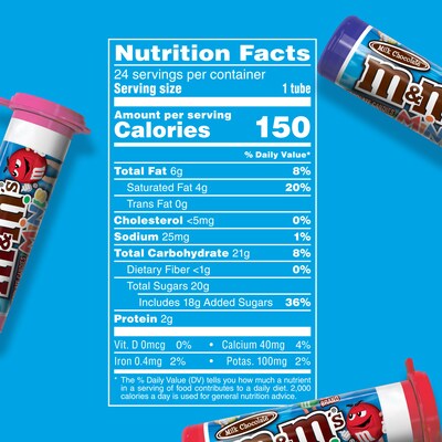 M&M'S MINIS Full Size Milk Chocolate Candy Resealable Tubes (1.08