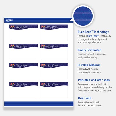 Avery Silver-Snowflakes Matte Blank Card, White, 80/Pack (S00-FJV)