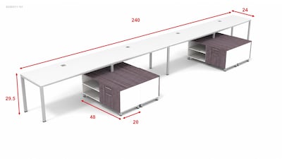 Boss Office Products Simple System 60W Desk with Storage Cabinet, Driftwood, 4/Set (SGSD011-101)