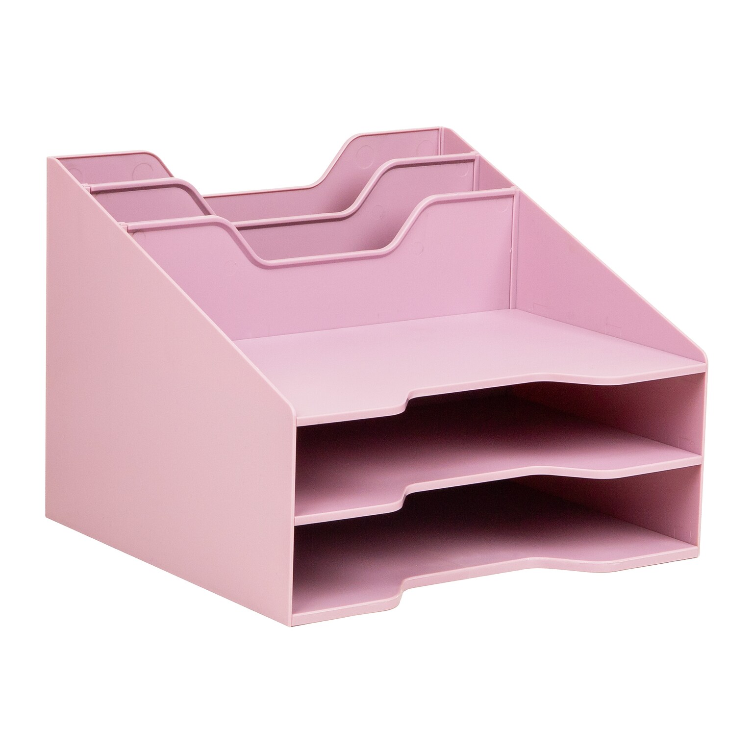 Staples 5-Compartment Plastic Desktop Organizer, Dusty Pink (ST63874)