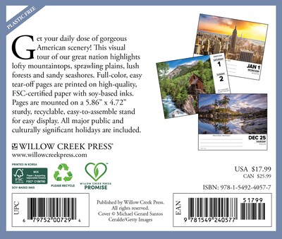 2025 Willow Creek America the Beautiful 5.4 x 6.2 Day-to-Day Calendar (40577)