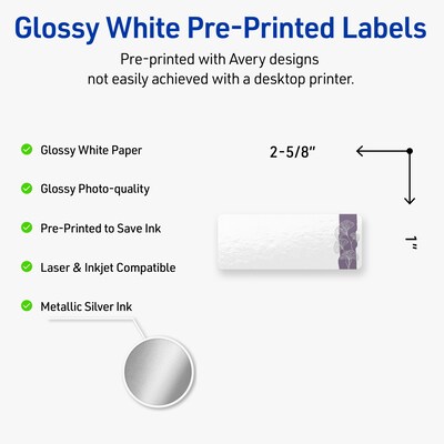 Avery Laser/Inkjet Rectangle Multipurpose Labels, 1 x 2-5/8, White, 160/Pack (S00-F4N)
