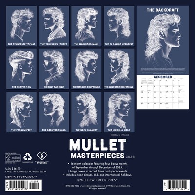 2026 Willow Creek Mullet Masterpieces 12 x 12 Monthly Wall Calendar (55977)