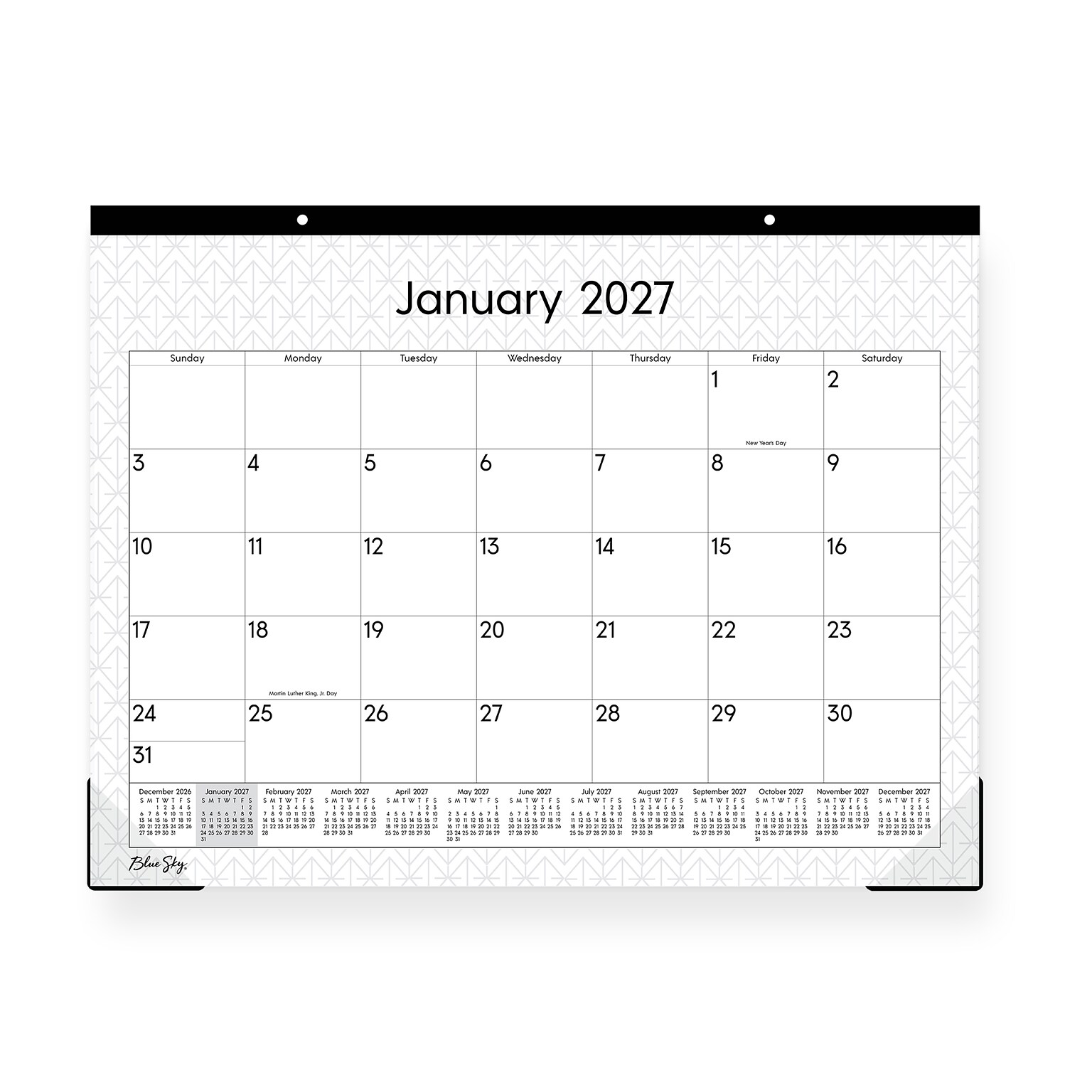 2027 Blue Sky 17 x 22 Monthly Desk Calendar, Black/White (160977)