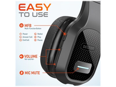 Delton 20X Wireless Noise Canceling Bluetooth Mono Headset with Auto-Pair USB Dongle and Webcam, 3.5mm (DBTHEAD20XBTDLCAM)