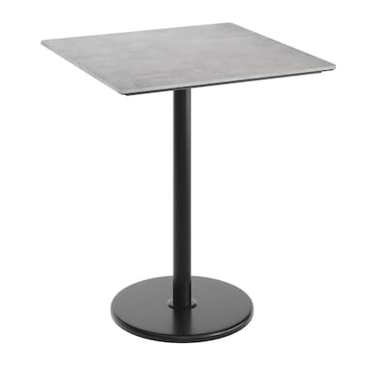 Flash Furniture Acadia Square Wooden Dining Table with Round Base, 36D x 36W, Gray Faux Concrete/Black Base (STSQ36CGTR24B)