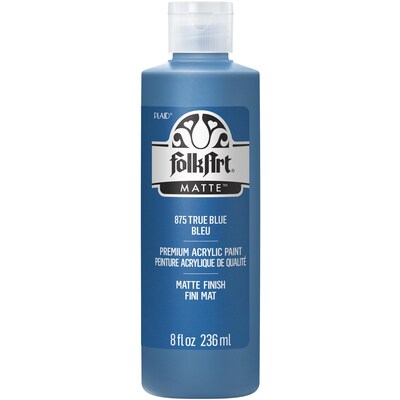 FolkArt Acrylic Paint Matte, 8oz., True Blue, 3/Pack (FLK875-3)