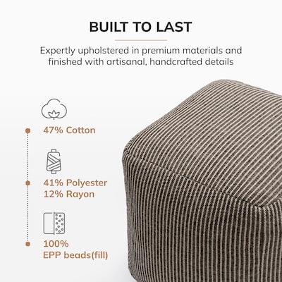 Anji Mountain Madison Ivory Mocha Bisque Fabric Square Pouf Ottoman (AMBPF104-1818)