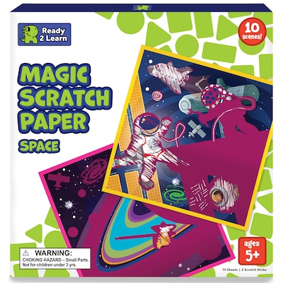 Ready 2 Learn Magic Scratch Paper, Space, 8.25 x 8.25, Multicolored, 10 Boards/Pack, 2 Packs/Bundle (CE-10154-2)