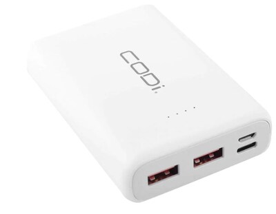 CODi USB-A/USB-C Power Bank for Multiple Brands, 10000 mAh, White  (A03031)