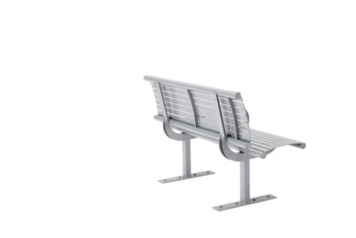 Alpine Industries 8' Galvanized Steel Park Bench with Curved Intermediate Armrest, Silver (ALP4250-8)