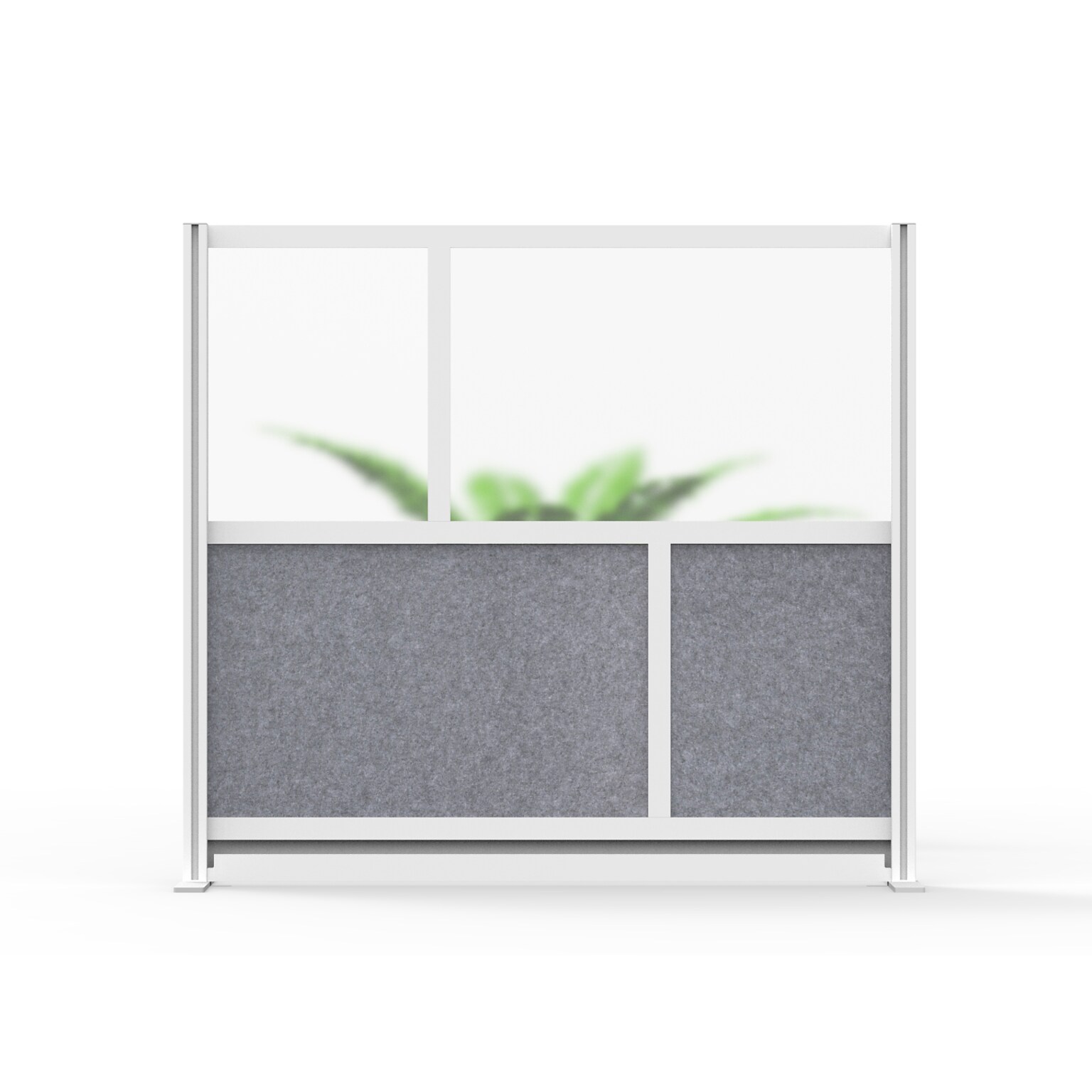 Luxor Modular Room Divider Starter Wall, 48H x 53W, Gray PET/Frosted Acrylic (MW-5348-FCG)