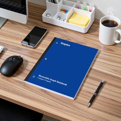 Staples Wireless 1-Subject Notebook, 8.5" x 11", Graph Ruled, 80 Sheets, Blue (ST58382C)