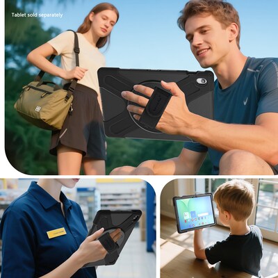 SaharaCase Raider X Series TPU 13.1" Heavy Duty Hand Strap Case for Galaxy Tab S10 FE+, Black (TB00473)