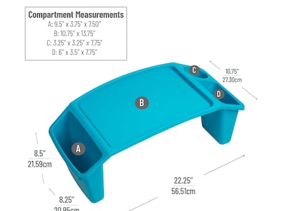 Mind Reader Sprout Collection 22.25" x 10.75" Plastic Kids' Lap Desk, Blue, 2/Pack (2KIDLAP-BLU)