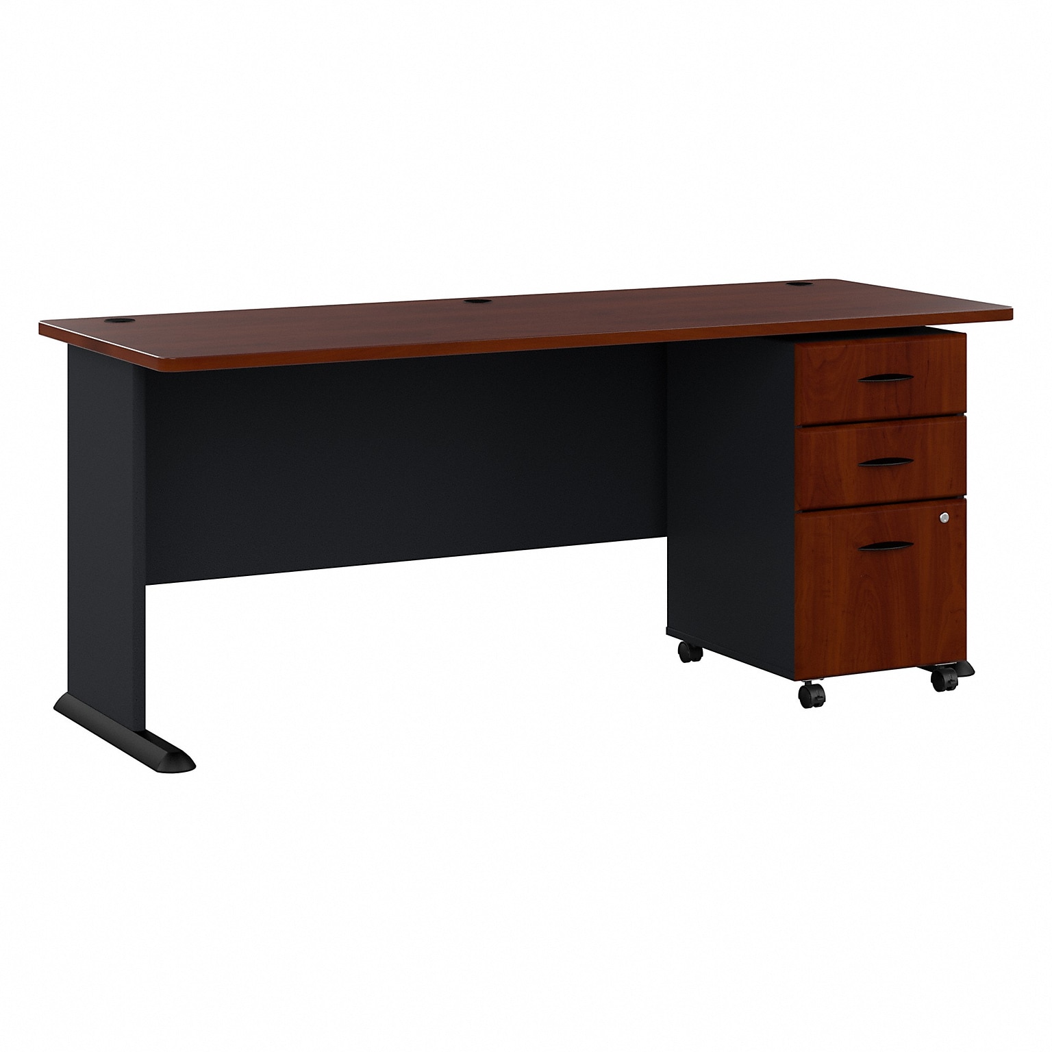 Bush Business Furniture Cubix 72W Desk with Mobile File Cabinet, Hansen Cherry/Galaxy (SRA013HCSU)