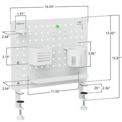 Mount-It! Clamp-On Pegboard Organizer with Accessories for Desks, White (MI-7302WHT)