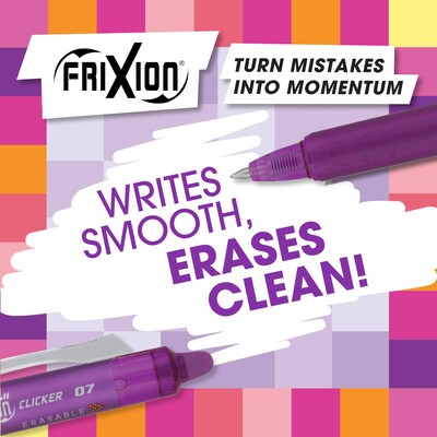 Pilot FriXion Clicker Vibe Erasable Gel Pen, Fine Point, 0.7mm, Assorted Ink, 3/Pack (FXCC3010F)