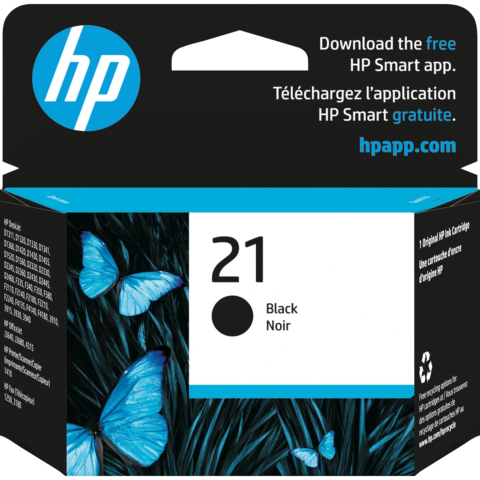HP 21 Black Standard Yield Ink Cartridge, Prints Up to 190 Pages (C9351AN#140)