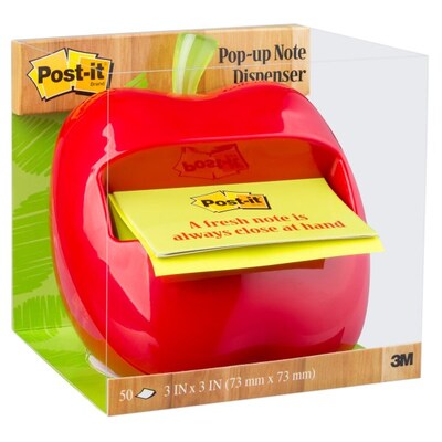 Post-it Pop-Up Apple-Shaped Dispenser for 3 x 3 Notes, Red (APL330)