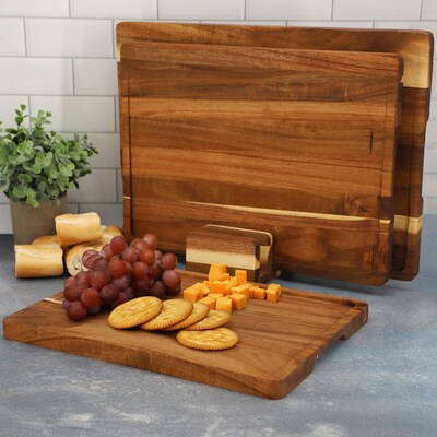 MegaChef Acacia Wood Cutting Board Set with Base (935122171M)