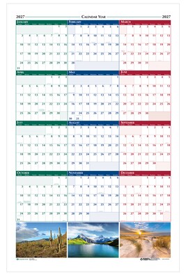 2027 House of Doolittle 24 x 37 Yearly Dry Erase Wall Calendar, Reversible (393-27)