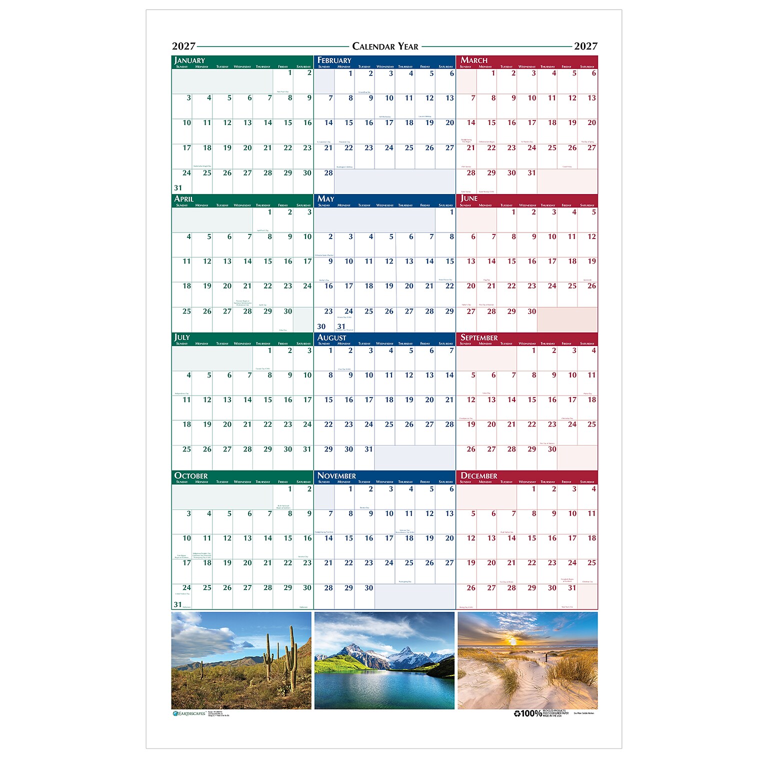 2027 House of Doolittle 24 x 37 Yearly Dry Erase Wall Calendar, Reversible (393-27)