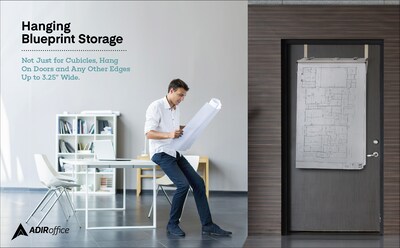 AdirOffice 18.25'' Steel Blueprint Storage Office File Cubicle Wall Rack, Grey (618-GRY)