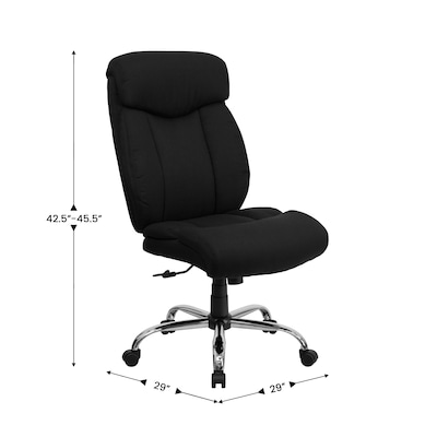 Flash Furniture HERCULES Series Armless Ergonomic Fabric Swivel Big & Tall Executive Office Chair, Black (GO1235BKFAB)