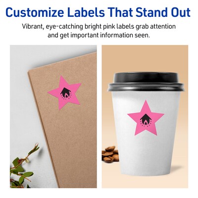 Avery Laser/Inkjet Star Multipurpose Labels, 2-1/4" x 2-3/8", Bright Pink, 240/Pack (94611)