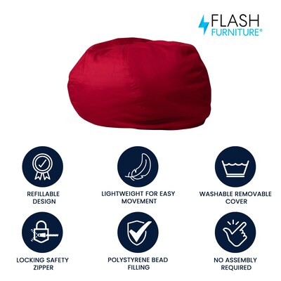 Flash Furniture Cotton Twill Bean Bag Chair, Red (DGBEANLGSLDRD)