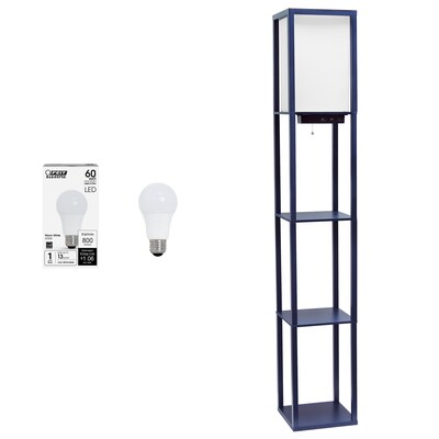 Creekwood Home Classix 62.5" Floor Lamp with Rectangular Shade, Navy Blue (CWF-3009-NV-LB)