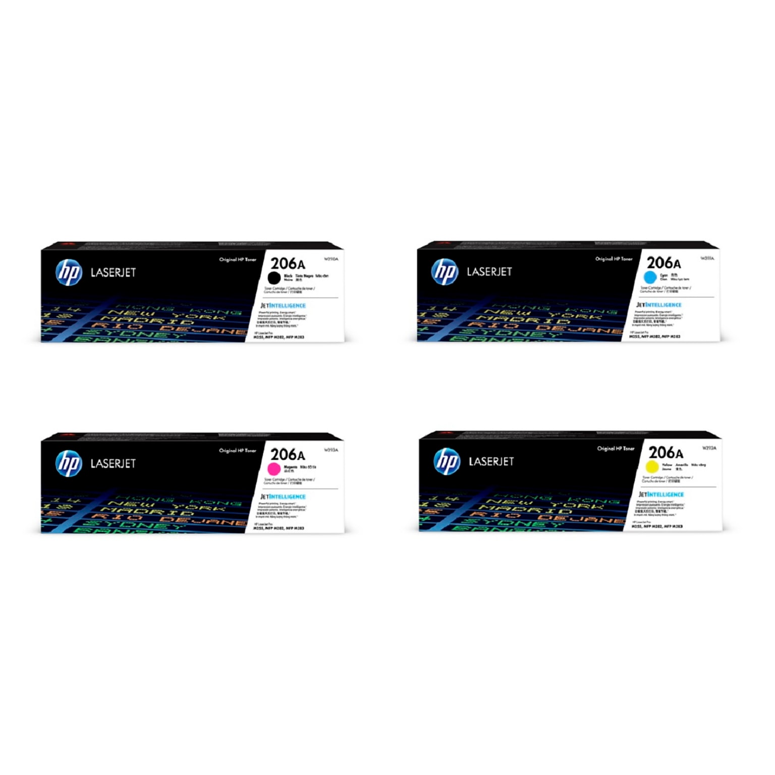 HP 206A Black/Cyan/Magenta/Yellow Standard Yield Toner Cartridge Set, 4/Pack
