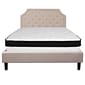 Flash Furniture Brighton Tufted Upholstered Platform Bed in Beige Fabric with Memory Foam Mattress, Queen (SLBMF3)