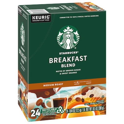 Starbucks Breakfast Blend Coffee Keurig® K-Cup® Pods, Medium Roast, 24/Box (SBK18995)