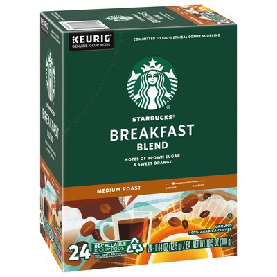 Starbucks Breakfast Blend Coffee Keurig® K-Cup® Pods, Medium Roast, 24/Box (SBK18995)