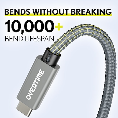 Overtime C82 Fast Charging 100W 6 ft Braided USB-C to USB-C Cable, 3/Pack (OCC82WH3PK)