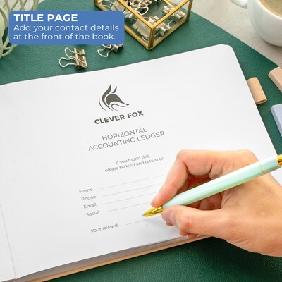 Clever Fox Accounting Ledger Book, 10" x 7", Beige (X003ZX41FZ)