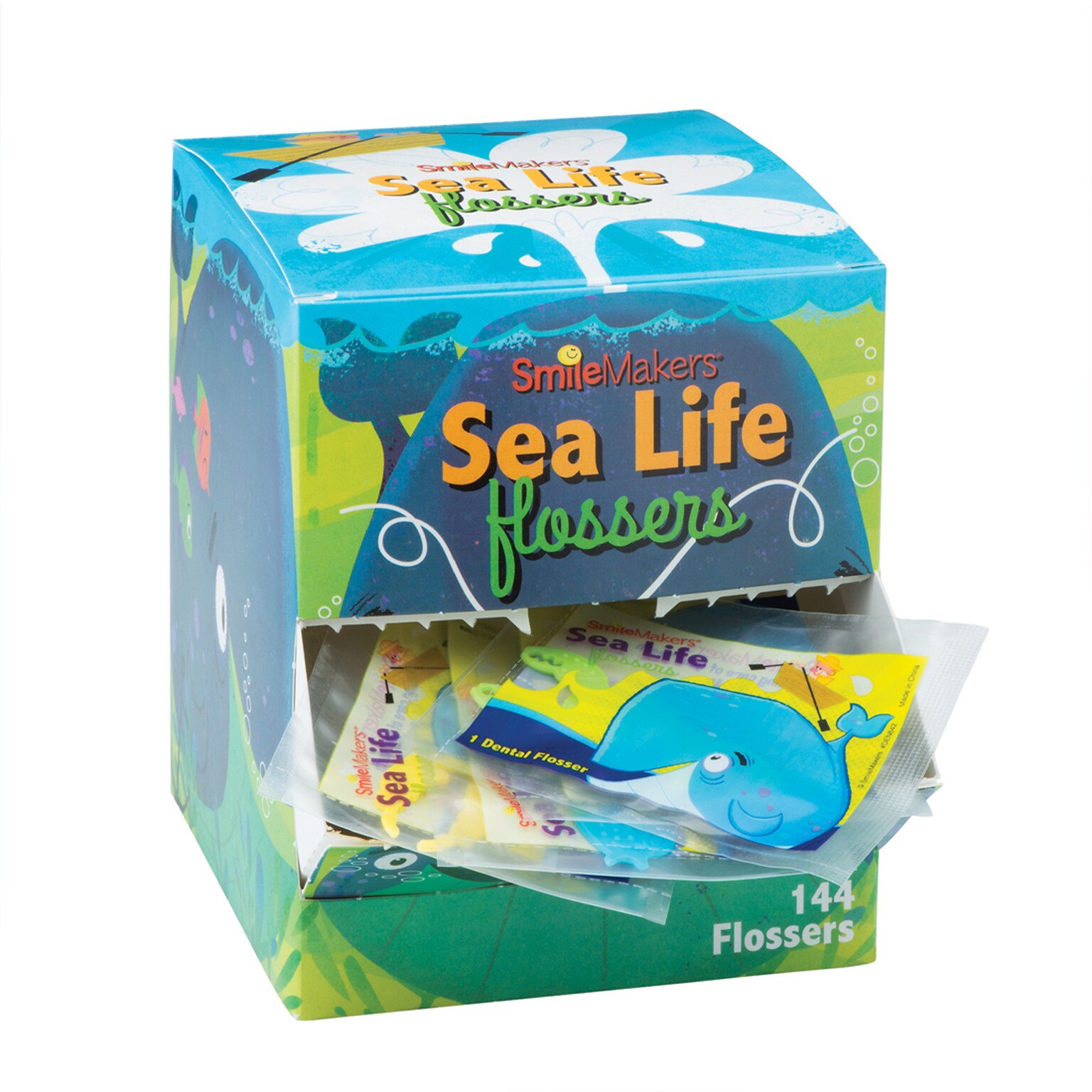 SmileMakers SmileCare Dental Floss, Sea Life Flosser, 1/Pack, 144 Pack/Carton (DEN642)