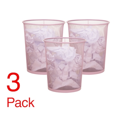 Staples Metal Mesh Trash Can, 4.4 Gallon, Dusty Pink, 3/Pack (ST63858)