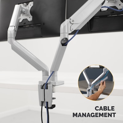Fellowes Platinum Series Adjustable Dual Arms, Up to 32" Monitor, Silver (8056501)